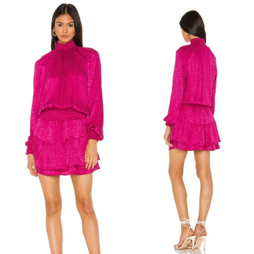 Krisa Smocked Turtleneck Dress Pink Nwt